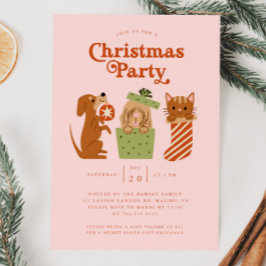 Julparty Katt Hund Rosa Inbjudningar