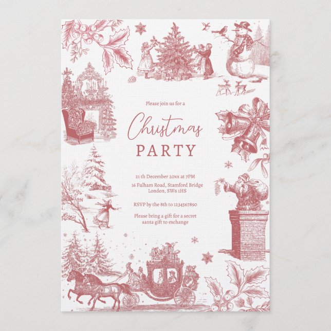 Julparty Kina-inspirerad konst Inbjudningar (Framsida)