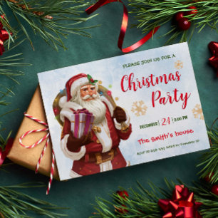 Julparty. Klassisk jultomtefamilj Inbjudningar