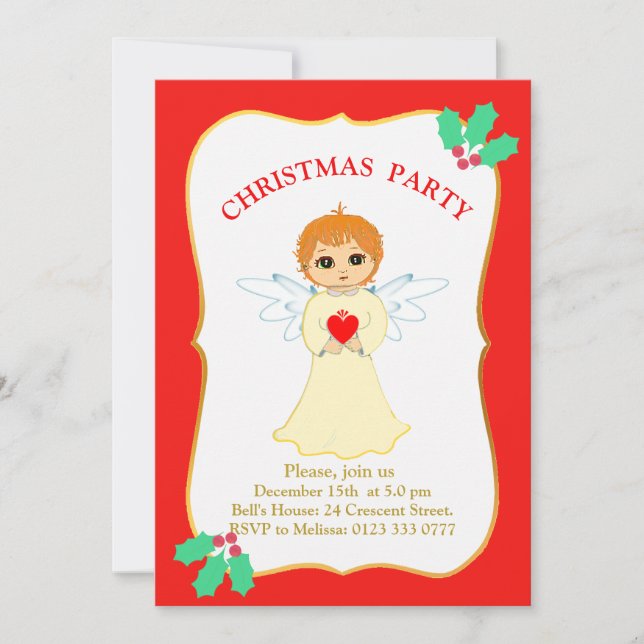 Julparty Liten Ängel Inbjudan (Framsida)