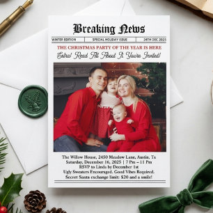 Julparty med gamla tidningssidor inbjudningar