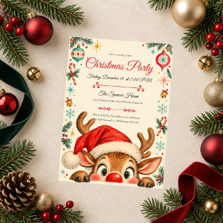 Julparty med peekaboo-ren inbjudningar