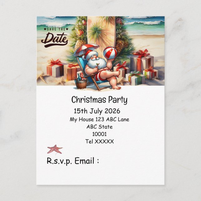 Julparty med TOMTE Save the date   Vykort (Framsida)