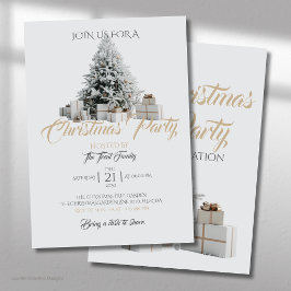 Julparty med träd och presentinbjudan inbjudningar