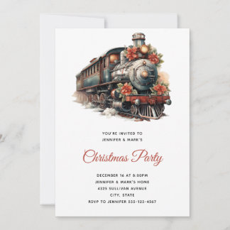 Julparty med vintage ångtåg inbjudningar