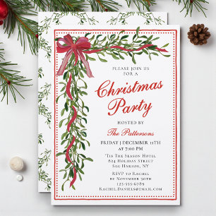 Julparty Misteltoe Bow Modern Holiday Firande Inbjudningar