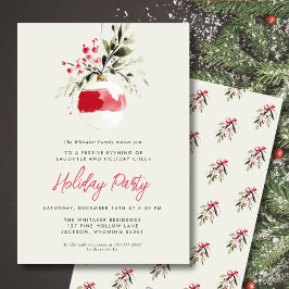 Julparty Modern Minimal Vattenfärg Ornament  Julkort