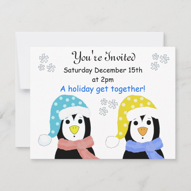 Julparty Penguin-inbjudningar Inbjudningar (Framsida)