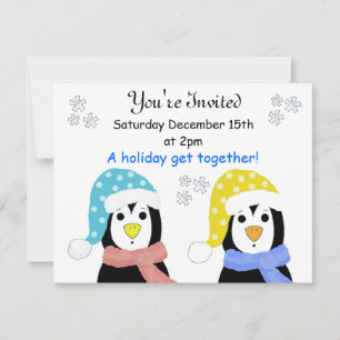 Julparty Penguin-inbjudningar Inbjudningar