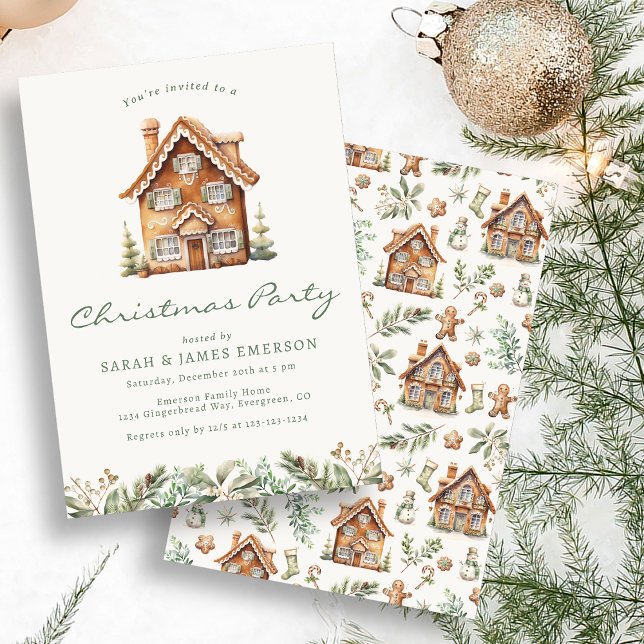 Julparty Pepparkakor Inbjudningar (Christmas Party Gingerbread Invitation
)