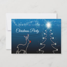 Julparty Renar Träd Blå Himmel Blank Stjärnor OSA Kort