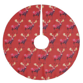 Julparty Röd Ren Vinterlov Julgransmatta Borstad Polyester