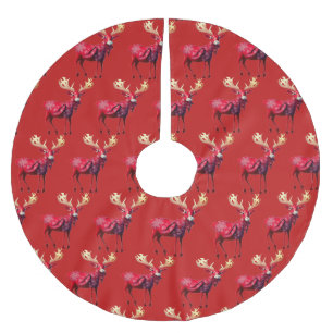 Julparty Röd Ren Vinterlov Julgransmatta Borstad Polyester
