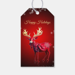 Julparty Röd Ren Vinterlov Presentetikett