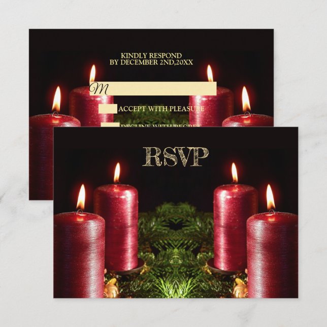 Julparty Röda Ljus Vinterfirande OSA Kort (Fram/baksida)