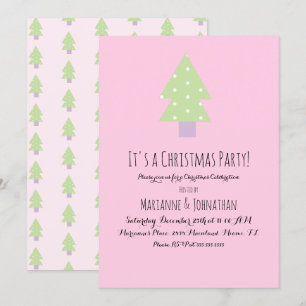 Julparty Rosa Pastell Träd Inbjudningar