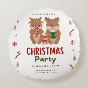Julparty Rund Kuddcover Kudde
