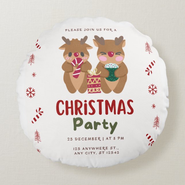 Julparty Rund Kuddcover Kudde (Framsidan)