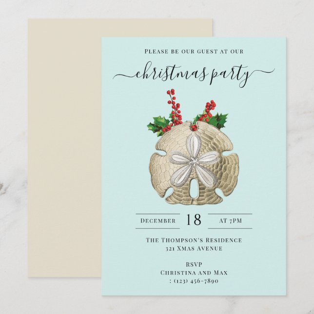 Julparty Sand Dollar Julgranar Kust  Inbjudningar (Fram/baksida)
