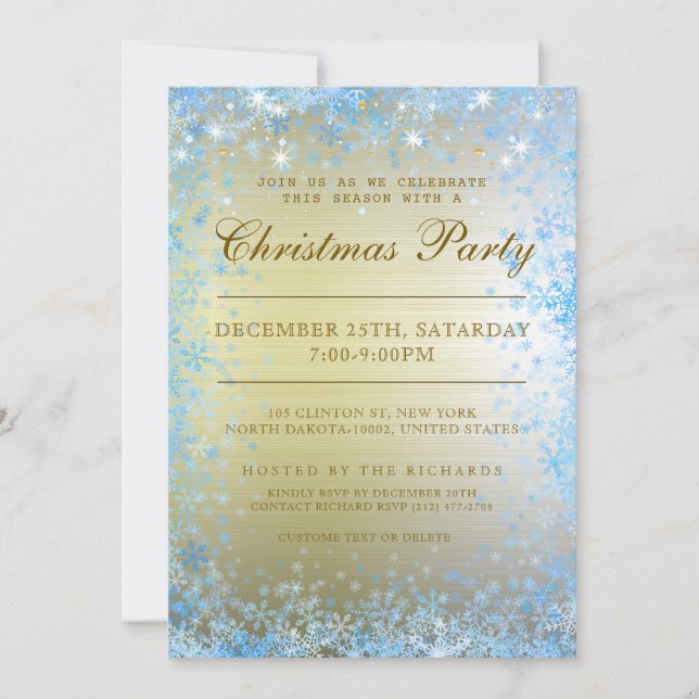 Julparty Snöflinga Glitter Glitter Stjärnor Inbjudningar (Framsida)