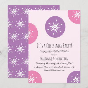 Julparty Snöflingor Rosa Lila Prickar Inbjudningar