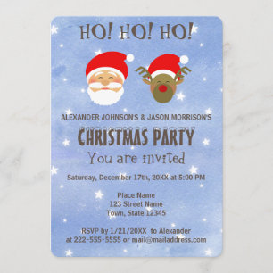 Julparty Söt jultomte och hjort Inbjudningar