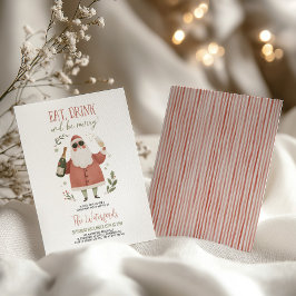 Julparty Tomte Ät Drick Var Glad Inbjudningar