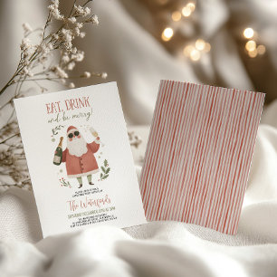 Julparty Tomte Ät Drick Var Glad Inbjudningar