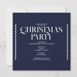 Julparty Vintage Elegant blå inbjudan