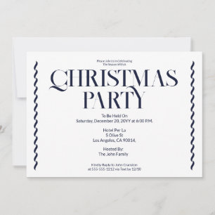Julparty Vintage Elegant blå inbjudan