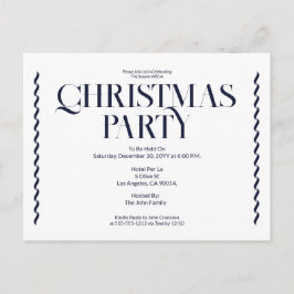 Julparty Vintage Elegant blå inbjudan