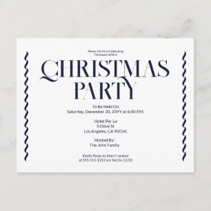 Julparty Vintage Elegant blå inbjudan