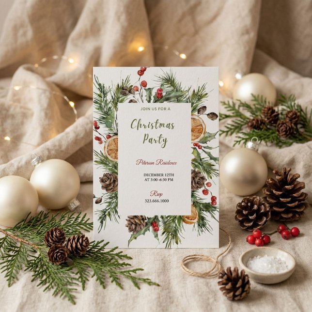 Julparty Vinter Botanisk Inbjudan (Skapare uppladdad)