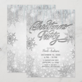 Julparty Vinterstjärna Vita Snöflingor Inbjudningar