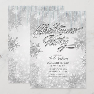 Julparty Vinterstjärna Vita Snöflingor Inbjudningar