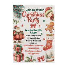 Julpartyinbjudan för barn och familj