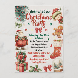 Julpartyinbjudan för barn och familj inbjudningar