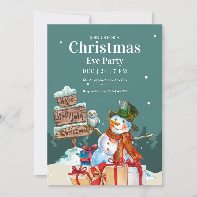 Julpartyinbjudan, julaftonsmiddagsinbjudan inbjudningar (Framsida)