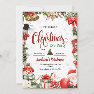Julpartyinbjudan, julaftonsmiddagsinbjudan julkort