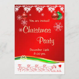 Julpartyinvitation i rött, vitt och grönt inbjudningar