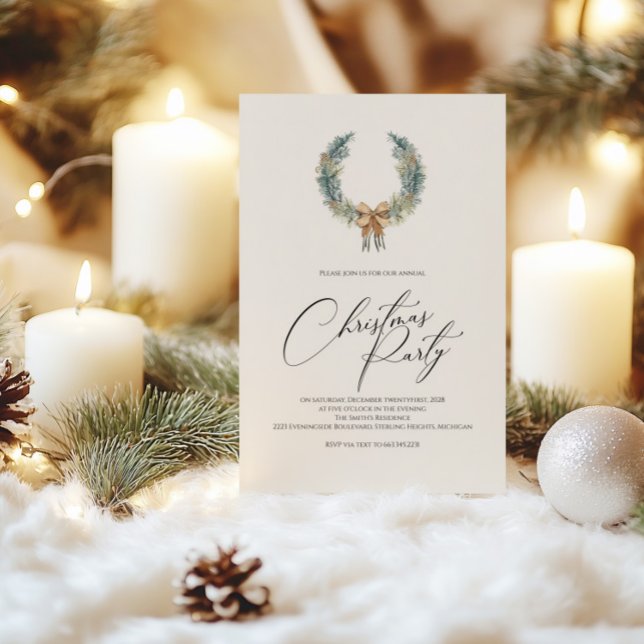 Julpartyinvitation med festlig krans julkort (Skapare uppladdad)