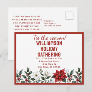 Julpartyinvitation med Poinsettia Helg Vykort
