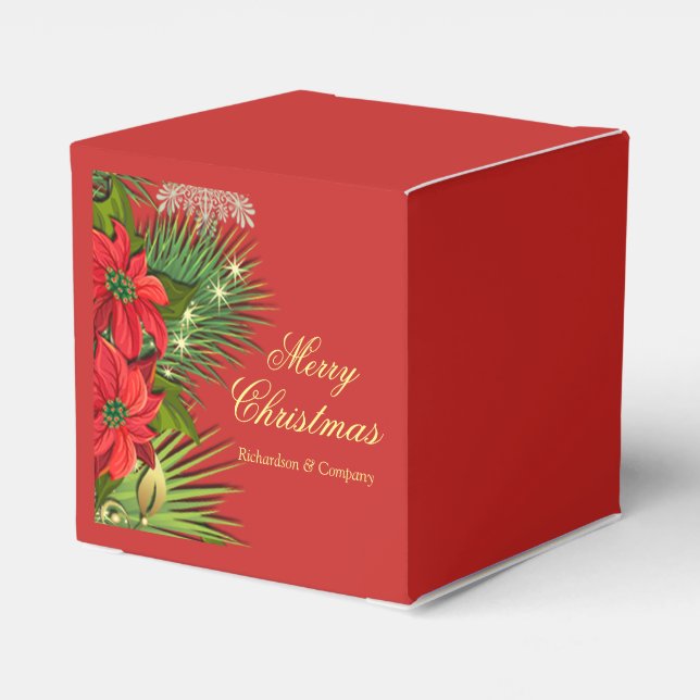 Julpartypresentlåda med röd julstjärna presentaskar (Baksidan Sidan)