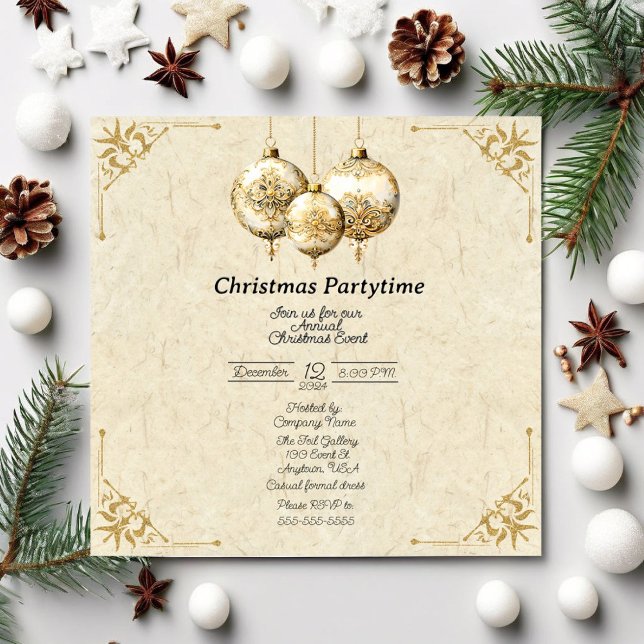 Julpartytid Formell inbjudan till Guld (Skapare uppladdad)