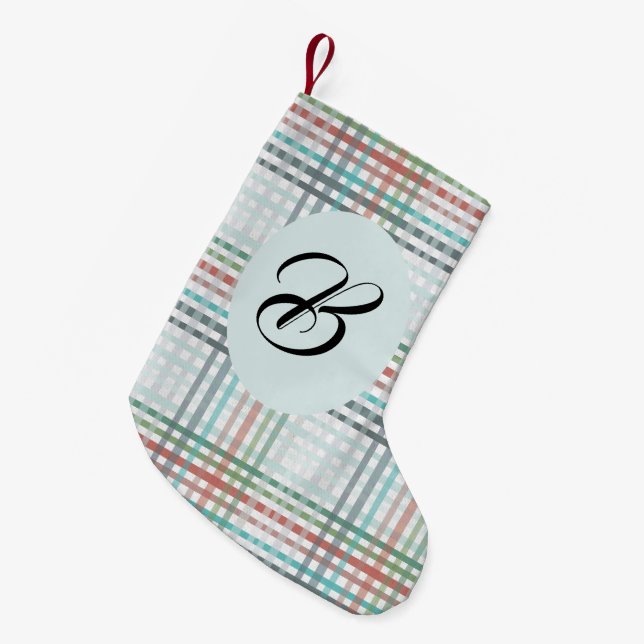 Julpastellen är pläderad. Anpassningsbar med namn. Liten Julstrumpa (Framsidan (Hängande))