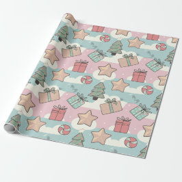 Julpastellpresentstjärnor och godis presentpapper