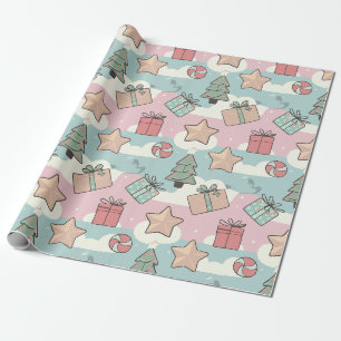 Julpastellpresentstjärnor och godis presentpapper