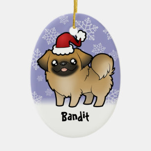 Julpekingeser (puppyklippning) julgransprydnad keramik