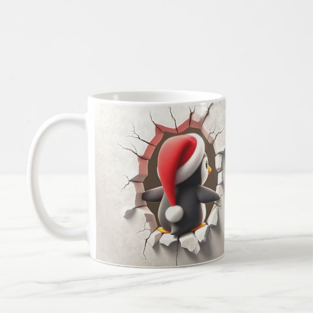 Julpenguin-genombrott - Cute 3D-mug Kaffemugg (Vänster)