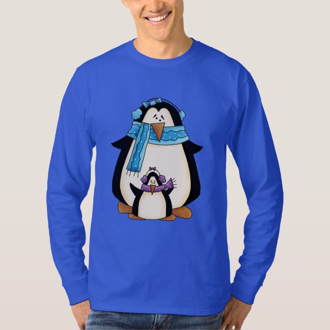 Julpenguin Helgdag tecknad t-shirt (Framsida)